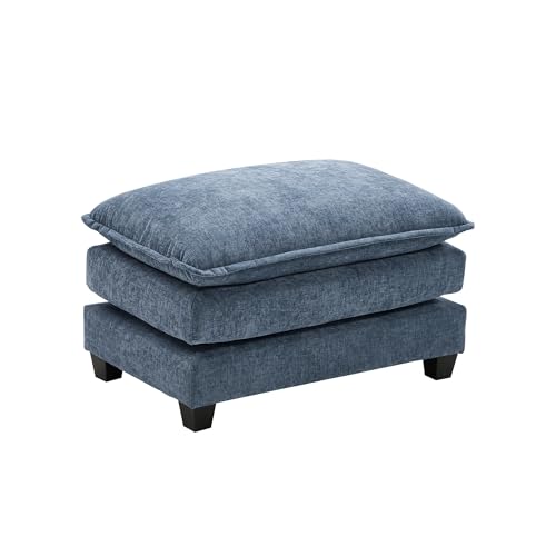 Image of Ihanherry Ottoman for Modular Sectional Cloud Sofa, Chenille Deep Seat Couch for Apartment, Living Room and Bedroom, Blue
