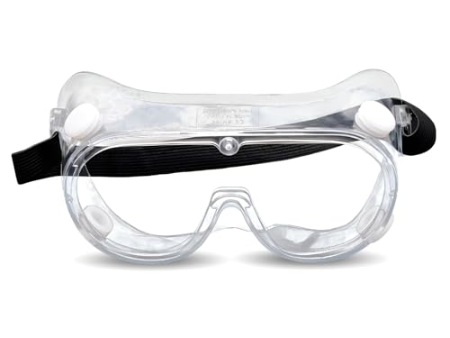 Anti Fog Chemical Splash Resistant Safety Goggles, Protective Eyewear Eye Protection for Outdoor or Indoor DIY, Laboratory work, Professional or Personal use, PPE (Clear with adjustable Black Strap)