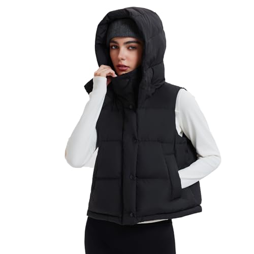 Airfree Women's Cropped Puffer Vest with Hood