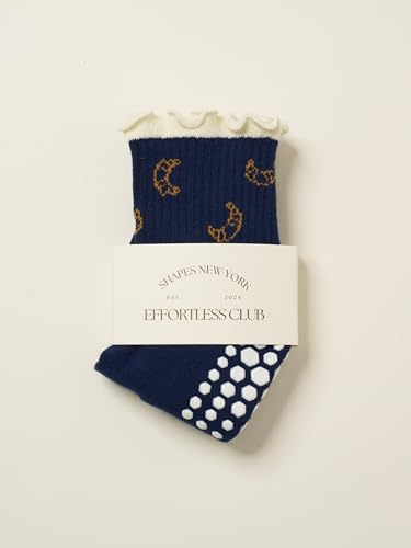 Image of Shapes Studio Half Calf Grip Socks, Cute Fruit Pilates Socks, Ruffle Socks, Non-Slip for Barre Yoga