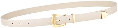 VONMELLI Women Skinny Leather Belt for Jeans Dress Thin Waist Belt Ladies Belt with Gold/Sliver Buckle