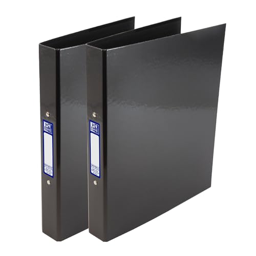 Oxford Premium A4 Ring Binders Charcoal Black Laminated Paper on Board 40mm Folders (Pack of 2)