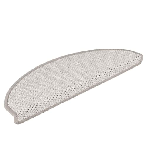 SooIarix Alfombrillas autoadhesivas para escaleras, aspecto de sisal, 65 x 21 x 4 cm, 15 unidades, de tela platina, antideslizantes y amortiguadoras para subir escaleras de forma segura