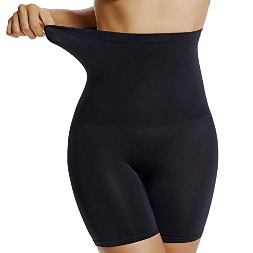 Joyshaper High Waist Slip Shorts for Women Under Dress Shapewear Panties Tummy Control Boy Short Thigh Slimmer Anti Chafing (Black-2, L)