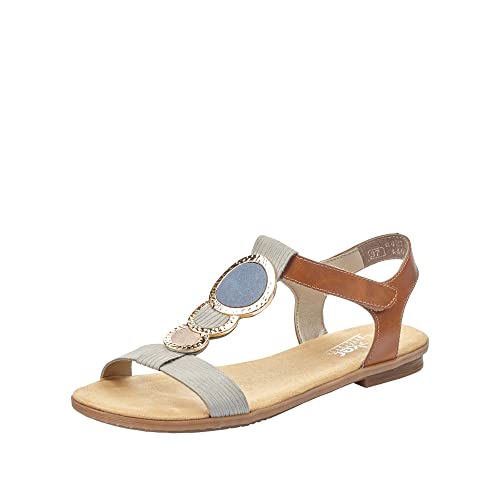Rieker Damen 64278 Sandalen, Grau Cement Amaretto Rose Jeans 42, 43 EU