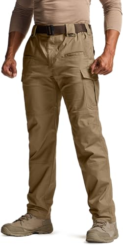Image of CQR Men's Flex Stretch Tactical Pants, Water Resistant Ripstop Cargo Pants, Lightweight EDC Outdoor Work Hiking Pants