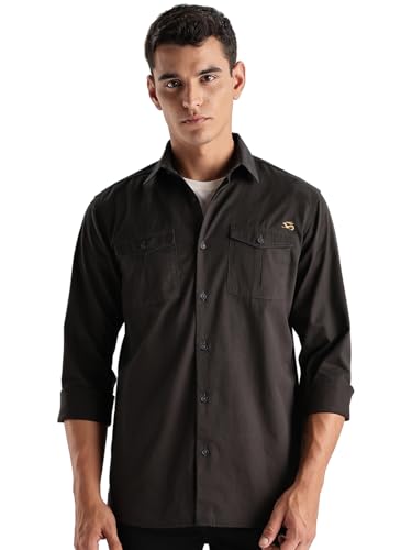 Image of Adro Cargo Shirt for Men with Double Pocket | 100% Cotton | Full Sleeve | Regular Fit