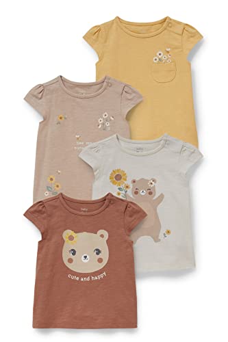 C&A Baby Mädchen T-Shirt Unifarben|Bedruckt|Bedruckt 4er Pack|Multipack...