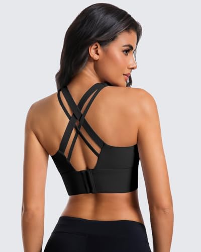Zip Front Sports Bra for Women, High Support Criss-Cross Back Strappy Padded Workout Tops Supportive Gym Bras4
