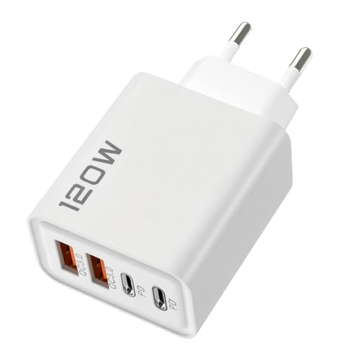 Adaptador de enchufe – bloque de carga rápida, adaptador USB tipo C de 120 W para el hogar, cocina, cuarto de baño y toda la familia
