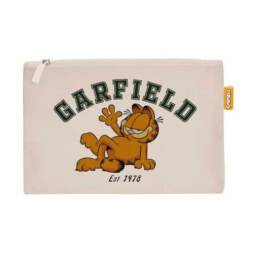 ARDITEX, Neceser Garfield, Bolsa de Aseo Garfield, Neceser de Tela con Cremallera, Ideal para Organizar Cosmeticos o Pequeñas Cosas, Algodón Resistente, 22.5 x 16 Cm