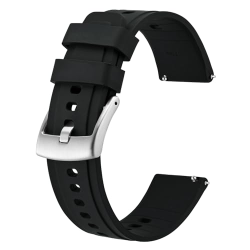 BISONSTRAP Flexibles Uhrenarmband 18mm 20mm 22mm 24mm Silikon, Uhrenarmbänder für Herren und Damen, Schnellverschluss Ersatzbänder Armband