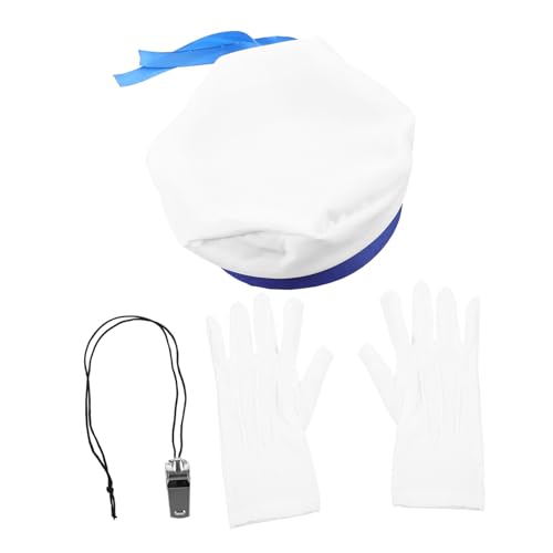 Ipetboom Captain Sailor Hat Set for Women Men Navy Sailor Cap Nautical Outfits Cosplay Party Accessory