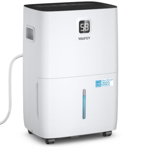 Yaufey 5000 Sq.Ft. Energy Star Certified Dehumidifier, Max 80 Pints Dehumidifier for Basement with Drain Hose, Smart Compressor with Intelligent Humidity Control, Dehumidifiers for Home Bedroom