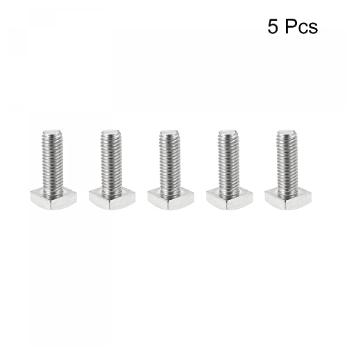 Image of uxcell Square Head Bolt, 5pcs M8x20mm Fully Thread 304 Stainless Steel Grade C Square Machine Screws