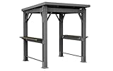 Keter Signature Grill-Pavillon – wetterfest, Holzoptik, Metallverstärkung, integrierte Haken und Ablageflächen, Dunkelgrau mit Walnuss, Gazebo