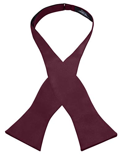 S.H. Churchill & Co. Men's Self-Tie Satin Bow Tie, Burgundy, One size