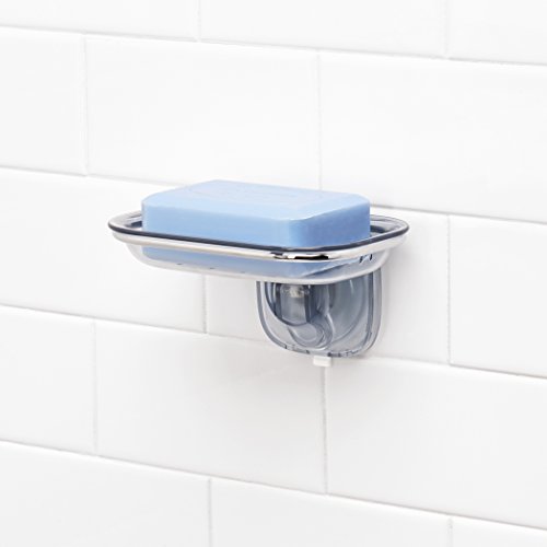 Image of OXO Good Grips Suction Soap Dish | Soap Dish Suctions to Shower Walls, Draining Slots Keep Soap Dry, Ideal for Shower and Bath Storage