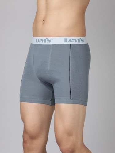 Image of Levi's 007A Classic Boxer Briefs for Men | 100% Pure Cotton | Solid Men's Underwear | Breathable | Anti-Roll Waistband | Extra Supportive Gusset | Functional Fly | Long Length Fit | Pack of 1