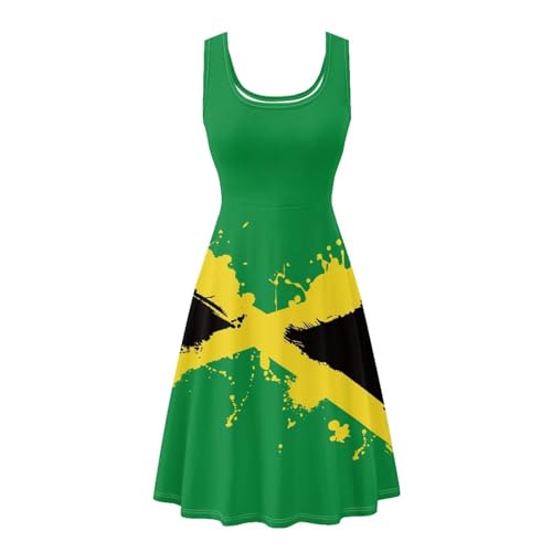 Image of Women's Casual Loose Sundress Midi Sleeveless Crewneck Dress Summer Beach Tank Dress with Pockets