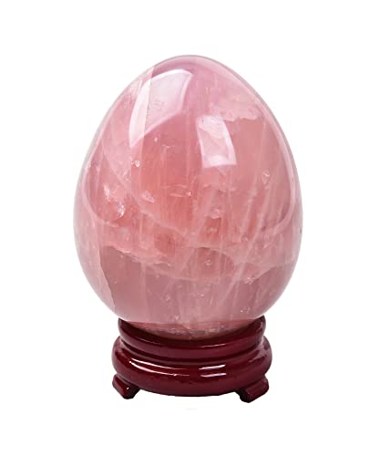 Image of AMOYSTONE Natural Rose Quartz Decorative Egg, Extra Large Healing Stone, Irregular Crystal Carving for Home Decor & Reiki, 4-4.2 inch, Collection & Gift