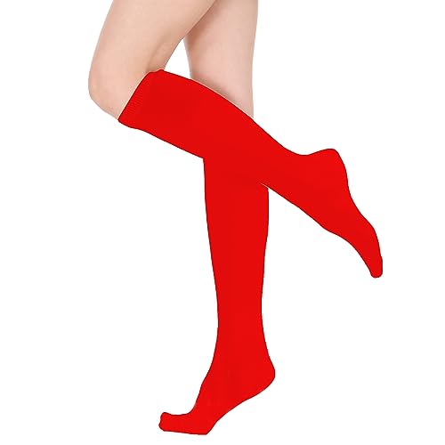 Image of DOOVID Casual Knee High Socks for Women Tube Socks Elasticity Athletic Socks Thin Stripe Knee High Stockings