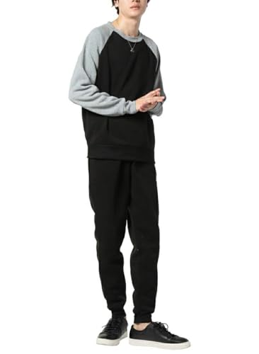 [アーケード] 暖かい ルームウェア メンズ 冬 スウェット 上下セット 裏起毛 トレーナー スウェットパンツ パジャマ 部屋着 裏フリース 秋冬 Mブラック/グレー