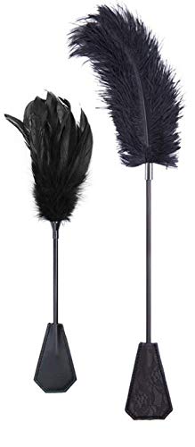 image for Rekink Ostrich Feather Tickler 2 Piece Set | Adult Sex Toys Whip and R