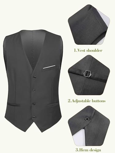 5 Pieces Suit for Men Slim Fit Tuxedos Single Breasted Blazer Wedding Prom Tux Shawl Lapel Blazer Vest Pants Shirt Set4