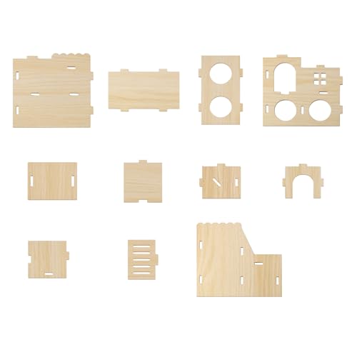 Multi-Chamber Hamster Hideout & House, Natural Wood Small Animal Cage Accessories for Dwarf Hamsters, Gerbils and Mice – Ventilated Design with Structure - Image 4