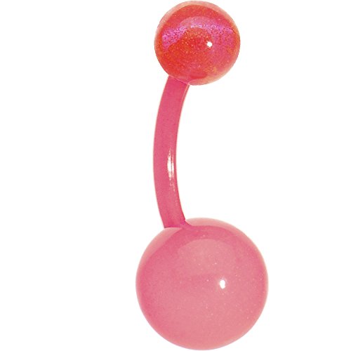 Body Candy Pink Bioplast Acrylic Ball Glow in The Dark Belly Button Ring