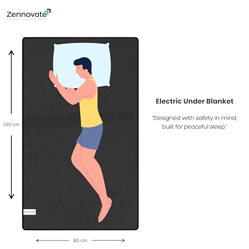 Image of Superior ISO Certified & ZED Certified Electric Under Blanket |Bed Warmer with Multiple Heat Controls (Body, Foot, High, Low)| Shock Proof | Single Bed Size (150cmx80cm) | 5+1 Year Warranty