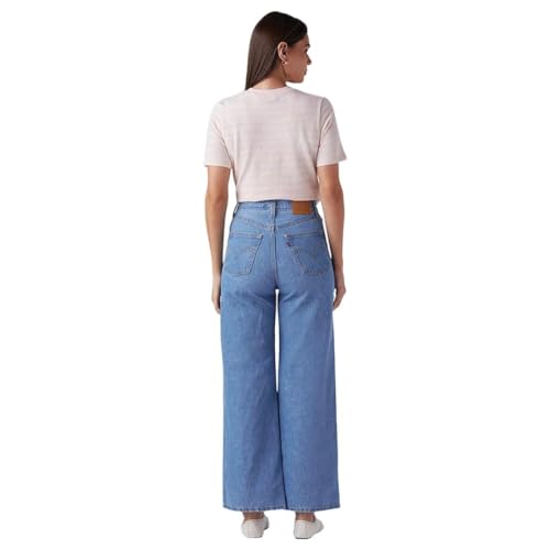 Image of Women's Blue Wide Leg high Rise Jeans