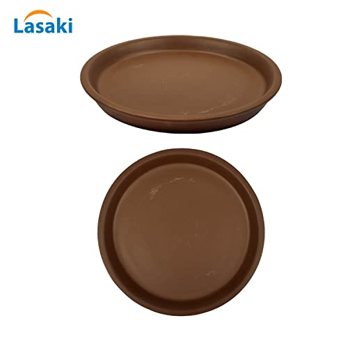 Image of Lasaki Round Truffle Ceramic Bottom Tray /Plate for Planter (5-inch, Set of 2) | Dripping Tray for Pots & Succulents | Indoor & Outdoor Planters Home Garden Decor | Plants Not Included