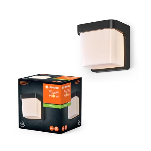 LEDVANCE Iluminación exterior ENDURA STYLE IHSAN WALL, 11W, 550lm, luz de pared, gris oscuro, tipo de protección IP65, temperatura de color 3000K, luz de color blanco cálido