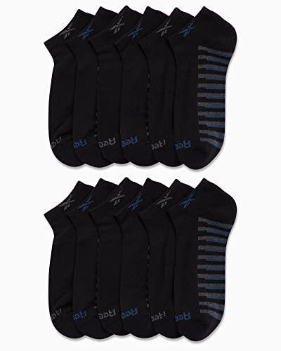 Reebok Men's Low Cut Socks - 12 Pack Performance Cushion Comfort No Show Socks - Breathable Athletic Socks for Men (6-12.5), Size 6-12.5, Black Detail2