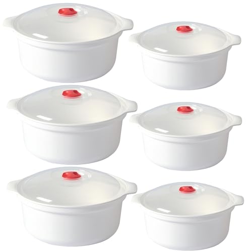 6 tlgs Mikrowellengeschirr mit Deckel Kunststoff Set 900-1400ml Runde Mikrowellenschüssel - Frischhalte- & Tiefkühlset zum Aufwärmen in Mikrowelle BPA-Freie Gefrierschrank- & Spülmaschinenfest