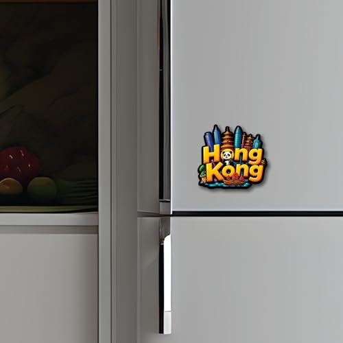 Image of CVANU Hong Kong Country Landmark Theme 2pcs MDF Fridge Magnet - Wooden Travel Souvenir Refrigerator Decorative Collectible Magnet
