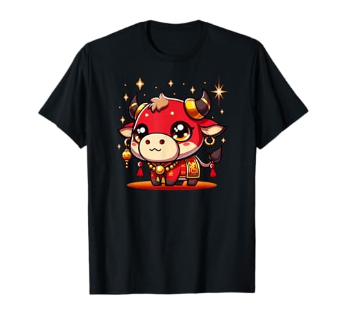 Cute Kawaii Ox Chinese Lunar New Year Red Gold Bull Lucky T-Shirt