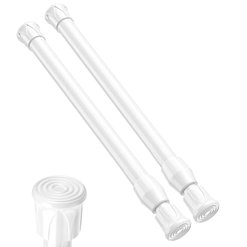 ZipGlo Tension Curtain Rod 8-12.5 inch Small Tension Rods White Adjustable Spring Tension Curtain Rods 2PCS Mini Curtain Rod Short for Cupboard Closet Rod Kitchen Drawers No Drill Cupboard Cabinets