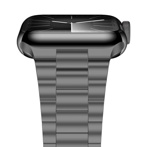 iiteeology Metal Band Compatible with Apple Watch Band 49mm 45mm 44mm 42mm,?Upgraded?Business Stainless?Steel Link Band for Apple Watch Ultra 2/Series 9/Ultra/Series 8/7/6/5/4-3 Beads, Space Gray
