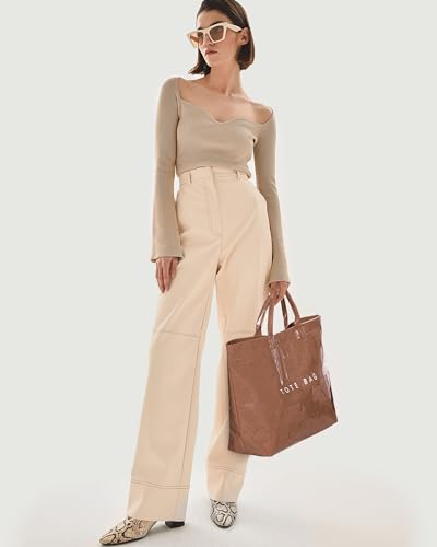 Image of PVC Tote Bag for Women Waterproof Plastic Jelly Tote Letter Print Hobo Handbag for Travel, Gift