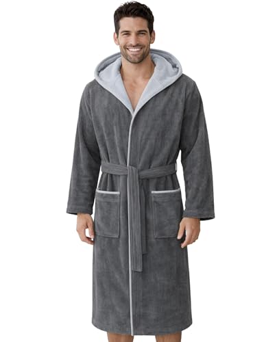 Morgenstern Bademantel Herren Kapuze 100% Baumwolle Frottee OEKO-TEX...