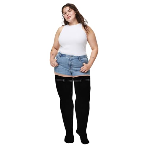 XEPST Plus Size Thigh High Socks Womens Over the Knee Leg Warmer Thigh Highs Widened Extra Long Thick Knit Socks for Women4