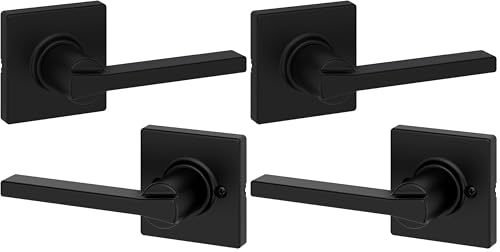 Image of Kwikset Casey Interior Passage Door Handle, Lever for Closet and Hallway Doors, Reversible Non-Locking Handle Lever, Matte Black, with Microban Protection (Pack of 2)