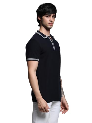 Image of Jack & Jones Men Cotton Solid Slim Fit Polo T-Shirt