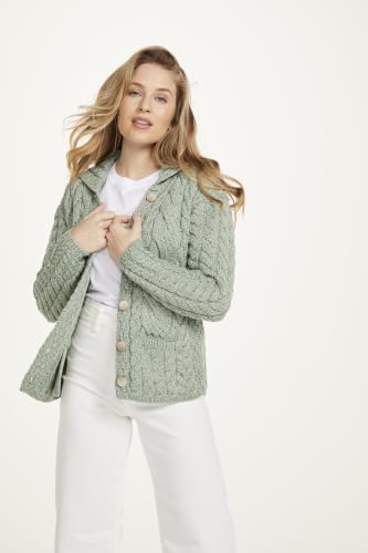 Image of Ladies Buttoned Cabled Cardigan-L