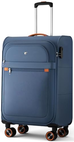 ABISTAB Weichschalen Handgepäck Koffer klein 55x35x23cm - Stoff Koffer Trolley - Leicht Reisekoffer mit 4 Rollen & Zahlenschloss, 47 Liter, Blau