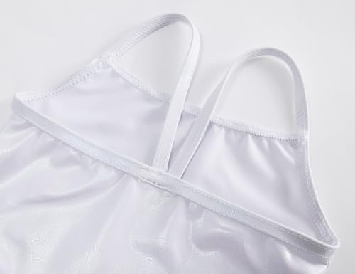 Image of Leotard for Girls Dance Size 4t 5t Shiny Silver Ballet Camisole Undergarment Little Kids Lightweight Gym Bodysuit