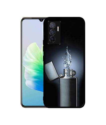 Image of Water Lighter Design Premium 2D Printed Metal Back Case Cover for Vivo V23E 5G / Y75 4G, Black